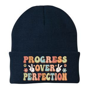 Motivational Progress Over Perfection Back To School Teacher Knit Cap Winter Beanie