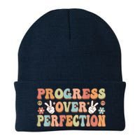 Motivational Progress Over Perfection Back To School Teacher Knit Cap Winter Beanie