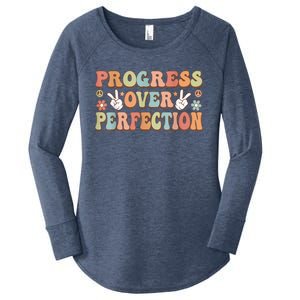 Motivational Progress Over Perfection Back To School Teacher Women's Perfect Tri Tunic Long Sleeve Shirt