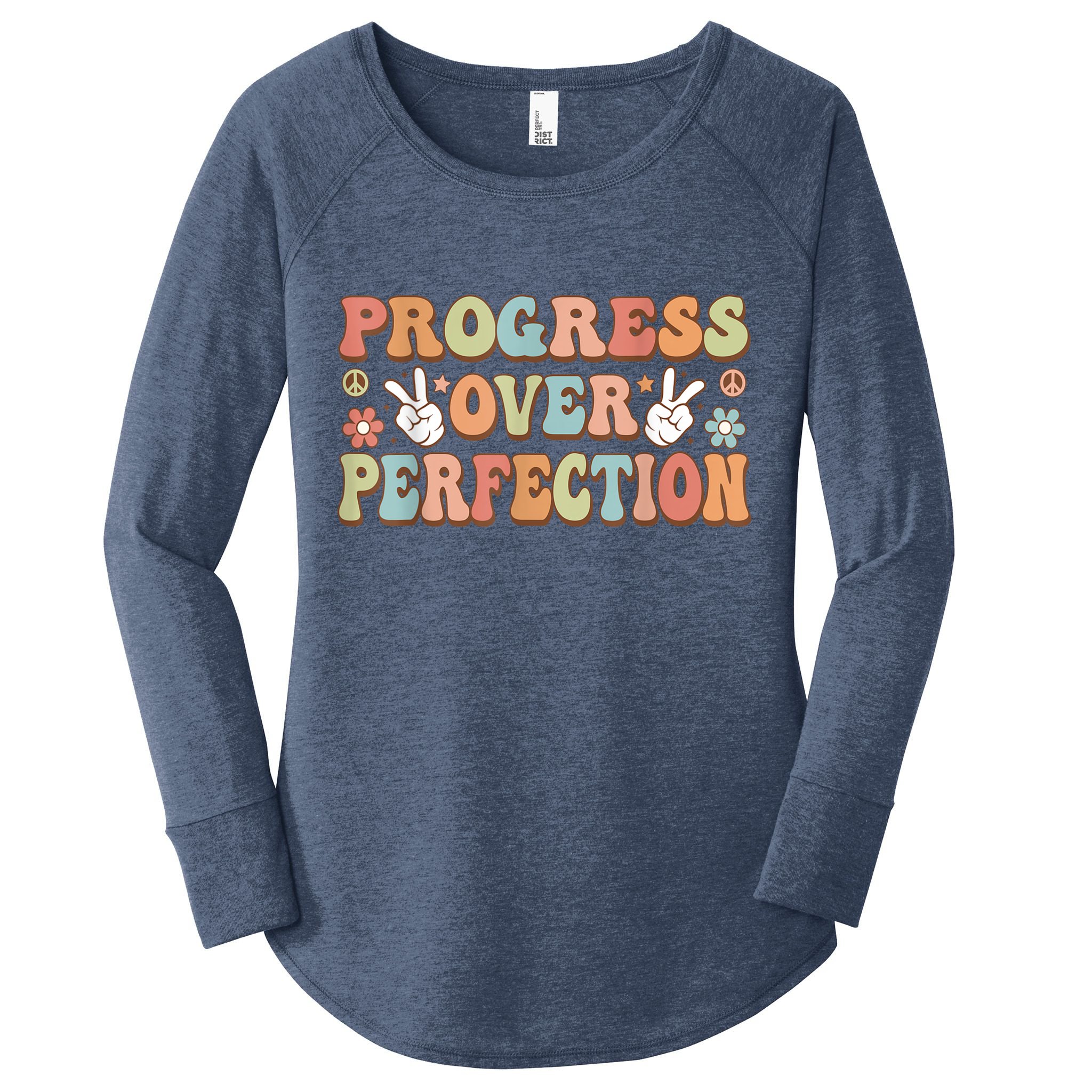 Motivational Progress Over Perfection Back To School Teacher Women's Perfect Tri Tunic Long Sleeve Shirt
