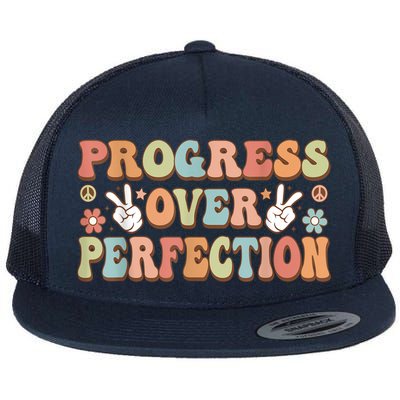 Motivational Progress Over Perfection Back To School Teacher Flatbill Hat