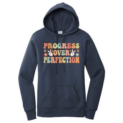 Motivational Progress Over Perfection Back To School Teacher Women's Pullover Hoodie