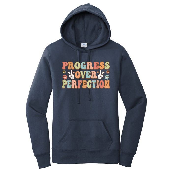 Motivational Progress Over Perfection Back To School Teacher Women's Pullover Hoodie