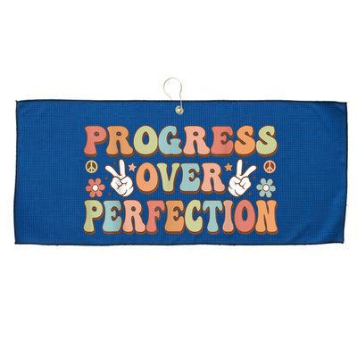 Motivational Progress Over Perfection Back To School Teacher Large Microfiber Waffle Golf Towel