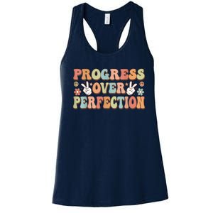 Motivational Progress Over Perfection Back To School Teacher Women's Racerback Tank