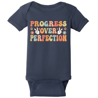 Motivational Progress Over Perfection Back To School Teacher Baby Bodysuit