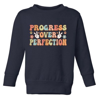 Motivational Progress Over Perfection Back To School Teacher Toddler Sweatshirt