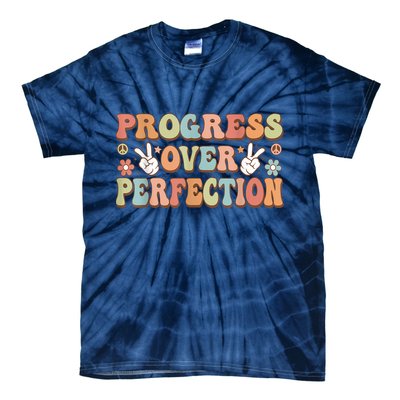 Motivational Progress Over Perfection Back To School Teacher Tie-Dye T-Shirt