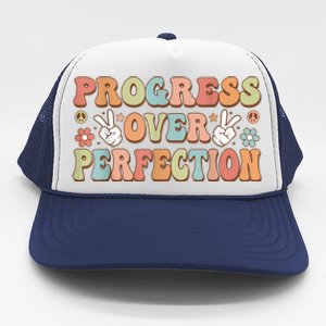 Motivational Progress Over Perfection Back To School Teacher Trucker Hat