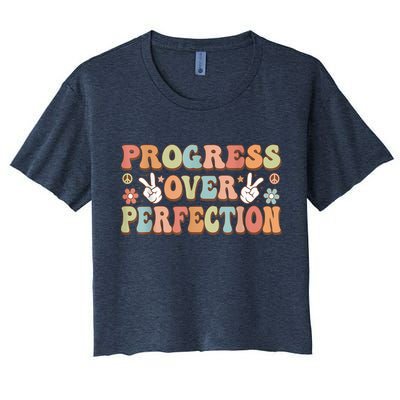 Motivational Progress Over Perfection Back To School Teacher Crop Top