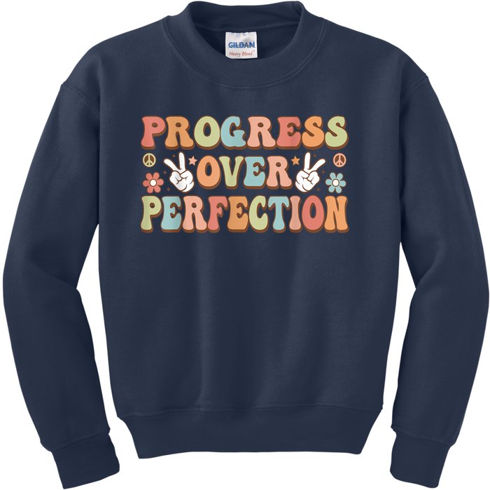 Motivational Progress Over Perfection Back To School Teacher Kids Sweatshirt