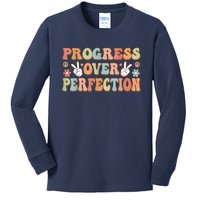 Motivational Progress Over Perfection Back To School Teacher Kids Long Sleeve Shirt