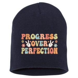 Motivational Progress Over Perfection Back To School Teacher Short Acrylic Beanie