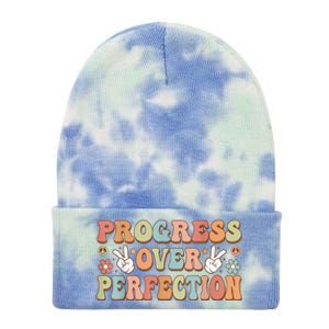 Motivational Progress Over Perfection Back To School Teacher Tie Dye 12in Knit Beanie