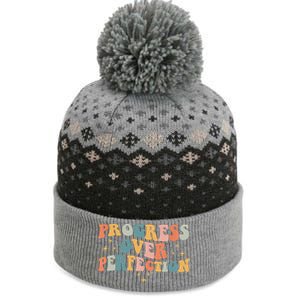 Motivational Progress Over Perfection Back To School Teacher The Baniff Cuffed Pom Beanie