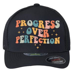 Motivational Progress Over Perfection Back To School Teacher Flexfit Unipanel Trucker Cap