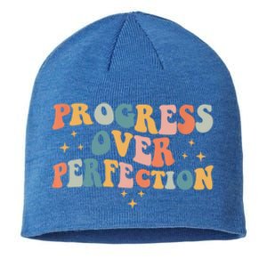 Motivational Progress Over Perfection Back To School Teacher Sustainable Beanie