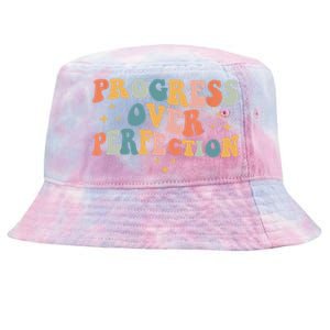 Motivational Progress Over Perfection Back To School Teacher Tie-Dyed Bucket Hat