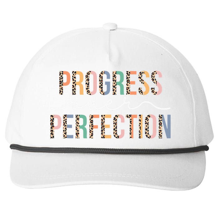 Motivational Progress Over Perfection Leopard Print Teacher Snapback Five-Panel Rope Hat