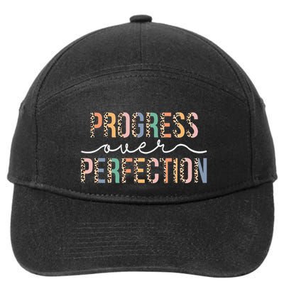 Motivational Progress Over Perfection Leopard Print Teacher 7-Panel Snapback Hat