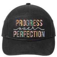 Motivational Progress Over Perfection Leopard Print Teacher 7-Panel Snapback Hat