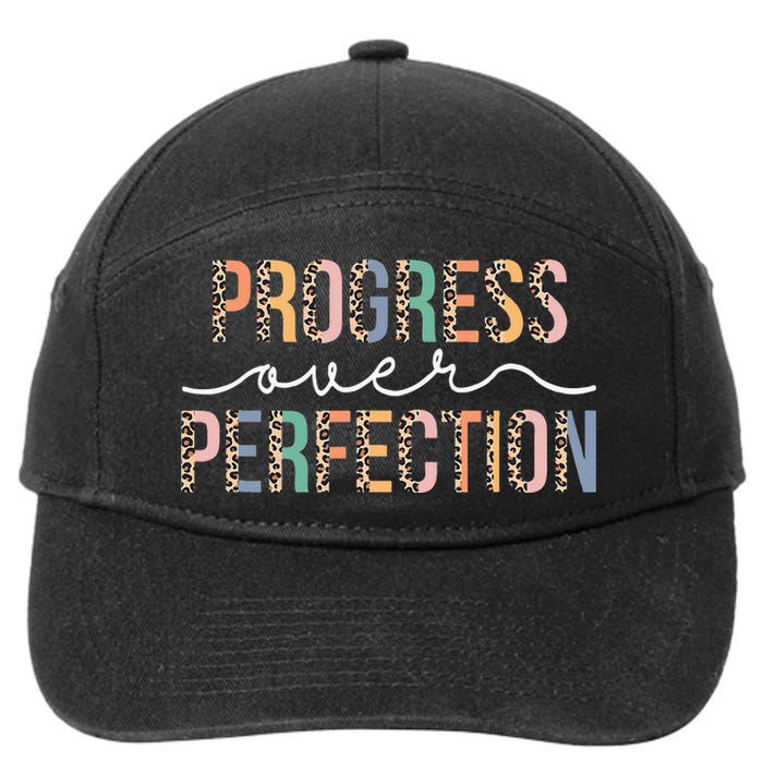 Motivational Progress Over Perfection Leopard Print Teacher 7-Panel Snapback Hat