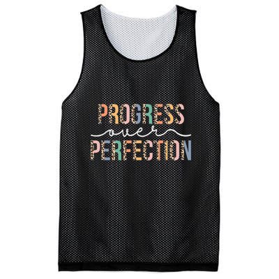 Motivational Progress Over Perfection Leopard Print Teacher Mesh Reversible Basketball Jersey Tank