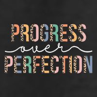 Motivational Progress Over Perfection Leopard Print Teacher Large Microfiber Waffle Golf Towel