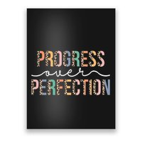 Motivational Progress Over Perfection Leopard Print Teacher Poster