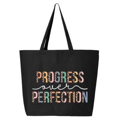Motivational Progress Over Perfection Leopard Print Teacher 25L Jumbo Tote
