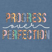 Motivational Progress Over Perfection Leopard Print Teacher Garment-Dyed Sweatshirt