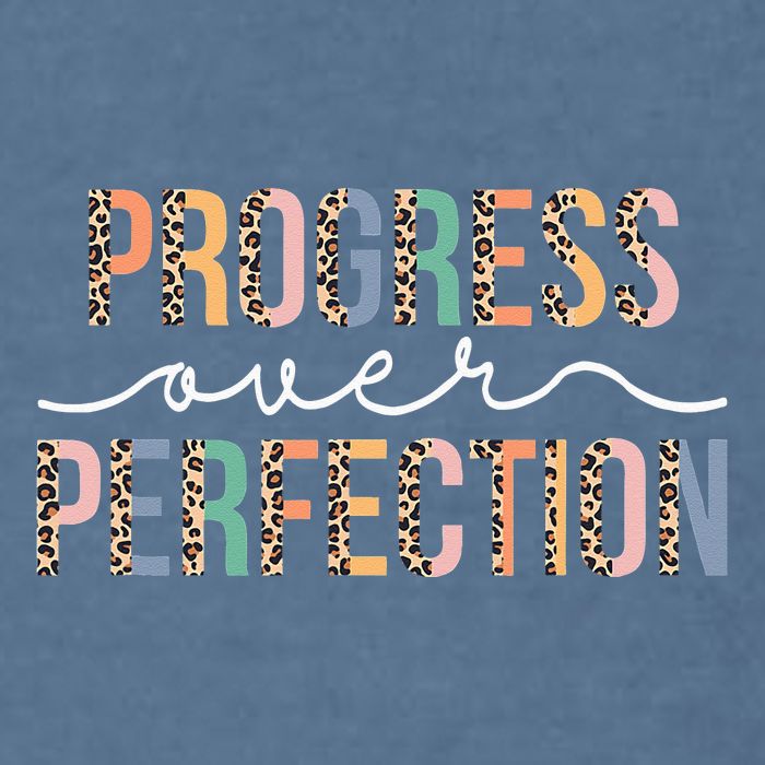 Motivational Progress Over Perfection Leopard Print Teacher Garment-Dyed Sweatshirt