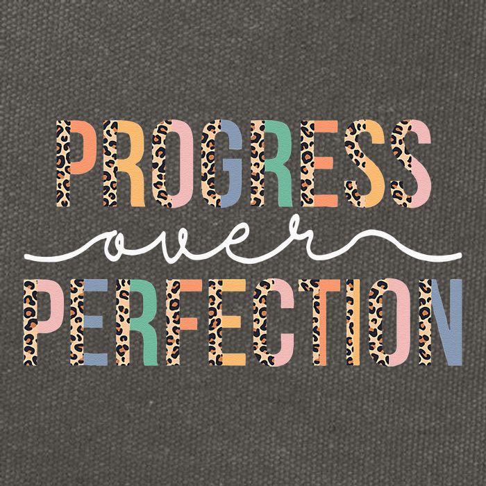 Motivational Progress Over Perfection Leopard Print Teacher Cotton Canvas Backpack