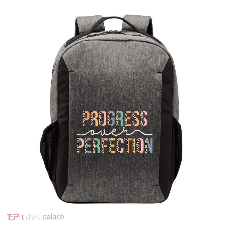 Motivational Progress Over Perfection Leopard Print Teacher Vector Backpack