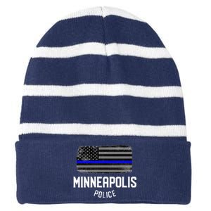 Minneapolis Police Officer Minnesota Policeman Duty Striped Beanie with Solid Band