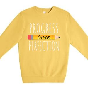 Motivational Progress Over Perfection Back To School Teacher Premium Crewneck Sweatshirt