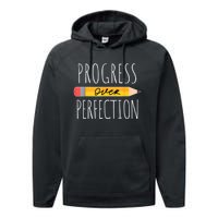 Motivational Progress Over Perfection Back To School Teacher Performance Fleece Hoodie