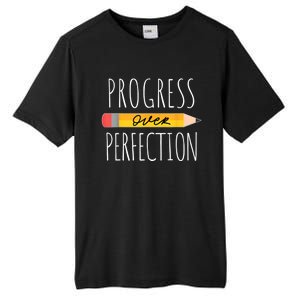 Motivational Progress Over Perfection Back To School Teacher Tall Fusion ChromaSoft Performance T-Shirt