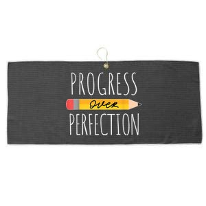 Motivational Progress Over Perfection Back To School Teacher Large Microfiber Waffle Golf Towel