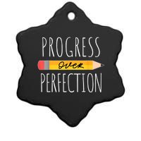 Motivational Progress Over Perfection Back To School Teacher Ceramic Star Ornament