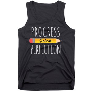 Motivational Progress Over Perfection Back To School Teacher Tank Top