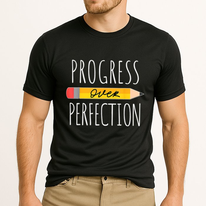 Motivational Progress Over Perfection Back To School Teacher Cooling Performance Crew T-Shirt