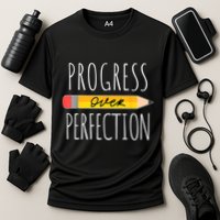 Motivational Progress Over Perfection Back To School Teacher Cooling Performance Crew T-Shirt