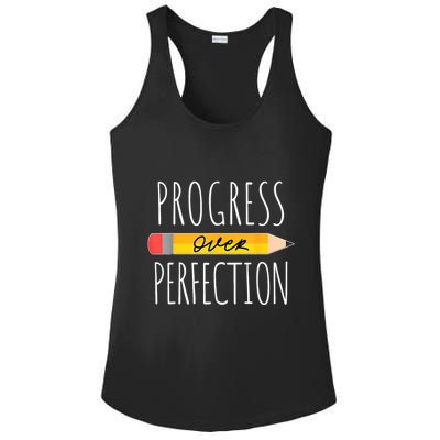 Motivational Progress Over Perfection Back To School Teacher Ladies PosiCharge Competitor Racerback Tank