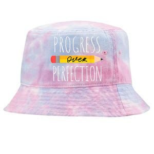 Motivational Progress Over Perfection Back To School Teacher Tie-Dyed Bucket Hat