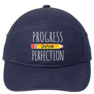 Motivational Progress Over Perfection Back To School Teacher 7-Panel Snapback Hat