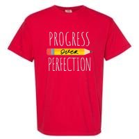 Motivational Progress Over Perfection Back To School Teacher Garment-Dyed Heavyweight T-Shirt