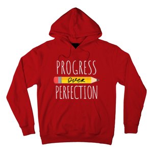 Motivational Progress Over Perfection Back To School Teacher Hoodie