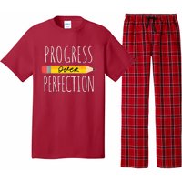 Motivational Progress Over Perfection Back To School Teacher Pajama Set