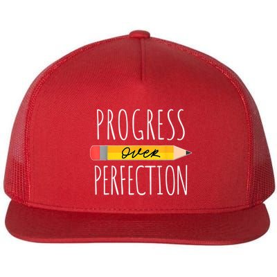 Motivational Progress Over Perfection Back To School Teacher Flatbill Hat
